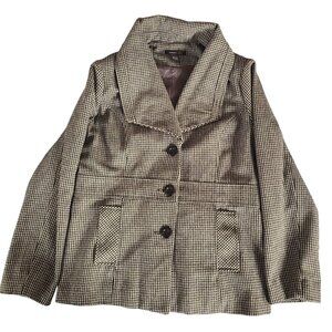 Robert Louis Womens Houndstooth Wool Blend Peacoat Driving Jacket Size L